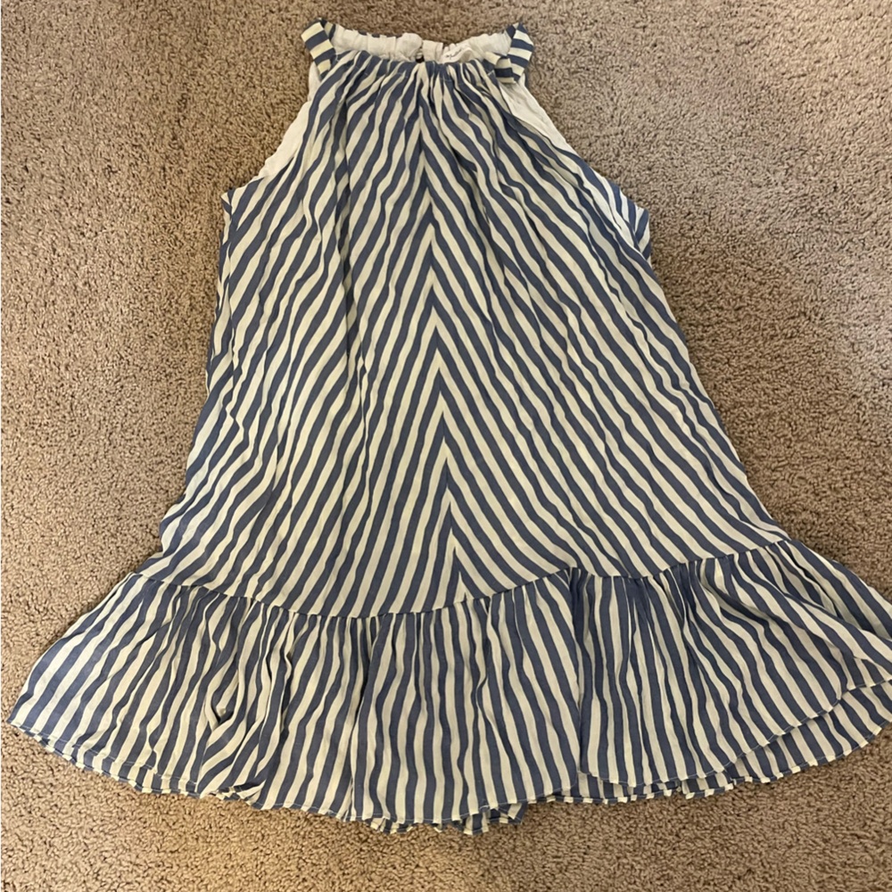 Mustard Seed boutique brand - Blue and White Ruffled Tiered Mini Sundress